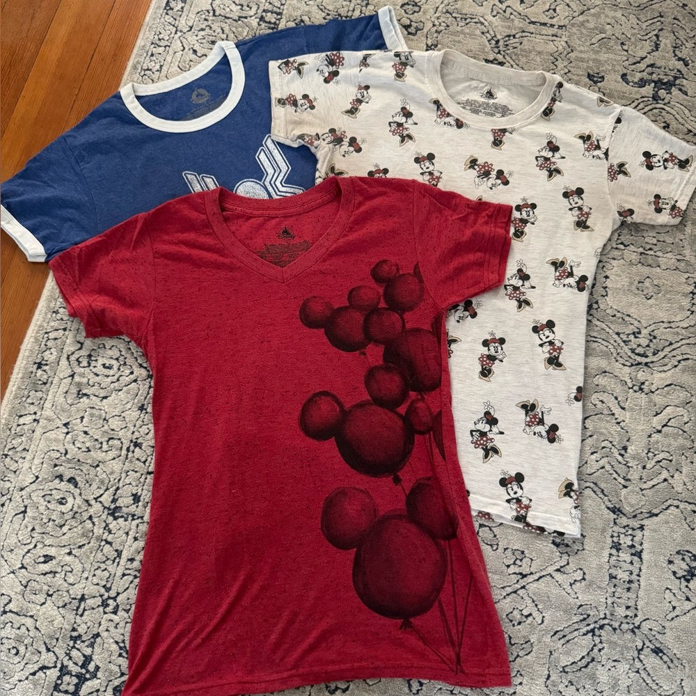 3 Lot Disney print t shirts Minnie Mouse, Mickey Mouse marvel, woman’s size S-M